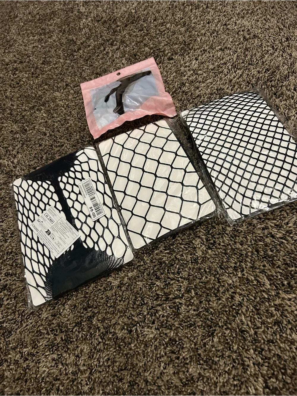 Source Unknown Black Fishnet Stockings - White Backing and Stockings